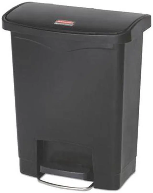 Alt view image 5 of 6 - Rubbermaid - FG1883609 - Slim Jim Resin Step-On Container, Front Step Style, 8 gal, Black