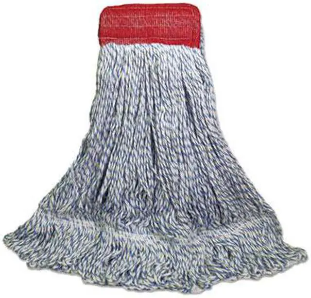 Alt view image 7 of 7 - Mop Head, Floor Finish, Wide, Rayon/Polyester, Large, White/Blue, 12/Carton BWK553