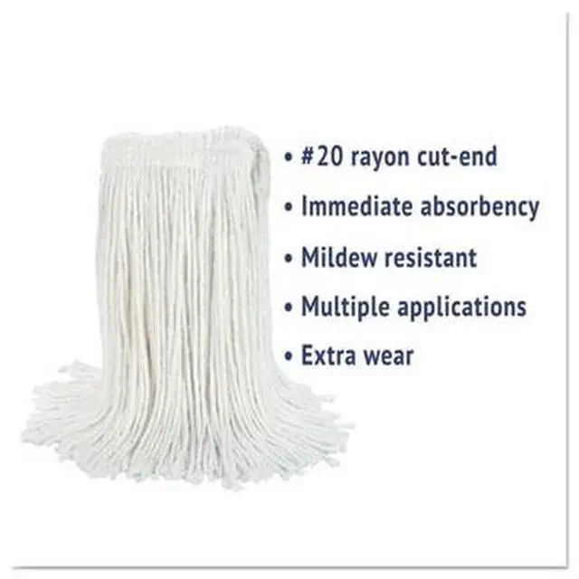 Alt view image 19 of 20 - Boardwalk Cut-End Wet Mop Head Rayon No. 20 White 2020REA