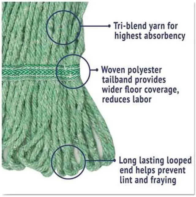 Alt view image 18 of 20 - Boardwalk Super Loop Wet Mop Head Cotton/Synthetic Medium Size Green 502GNEA