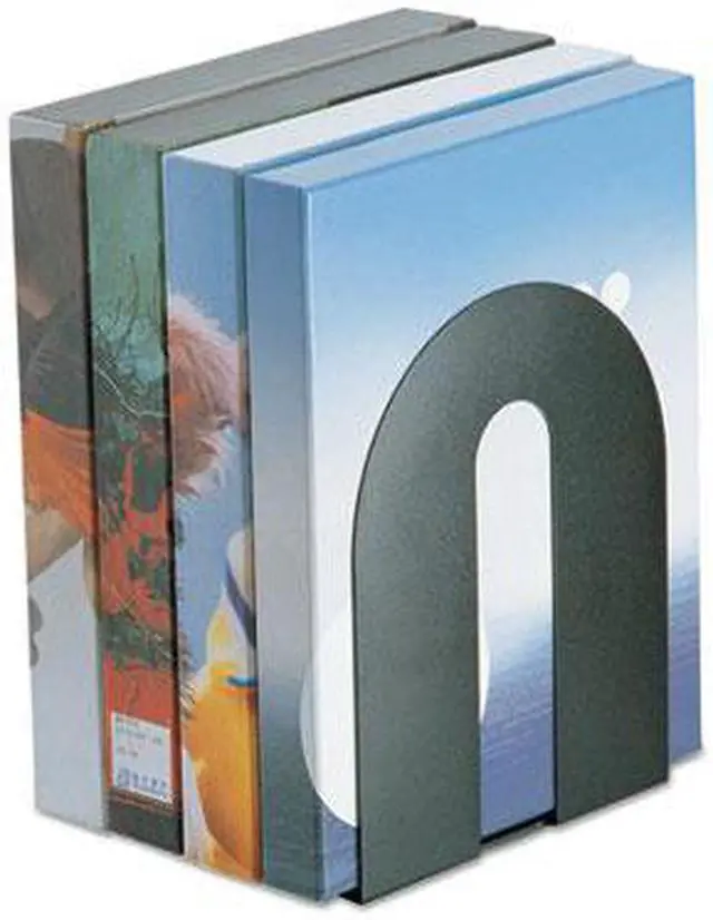 Alt view image 10 of 17 - Officemate Heavy Duty Bookends, Nonskid, 8" X 8" X 10", Steel, Black 93142