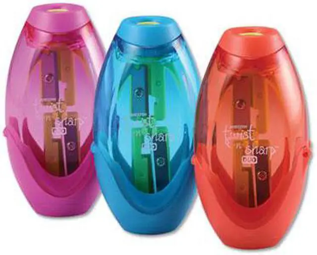 Alt view image 3 of 6 - Bostitch Two-Hole Twist-n-Sharp Pencil Sharpener Random Assorted Colors 6/Pack