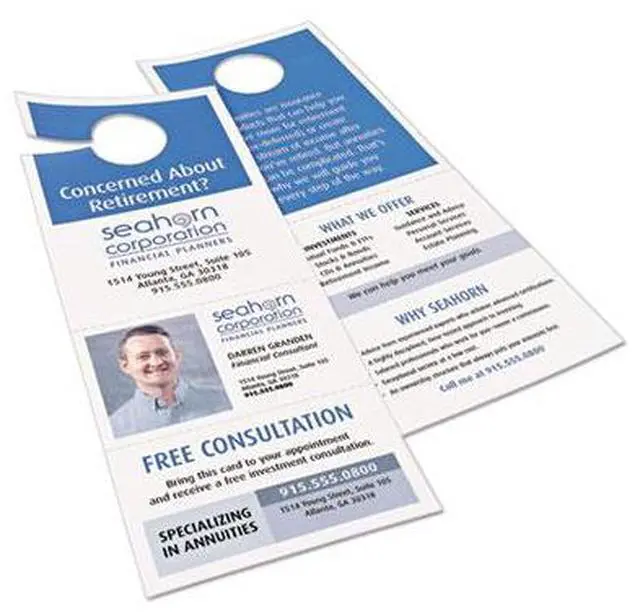 Alt view image 15 of 20 - Avery Door Hanger with Tear-Away Cards, Uncoated, Matte, Two-Sided Printing, 4-1/4" x 11", 80 Cards (16150)