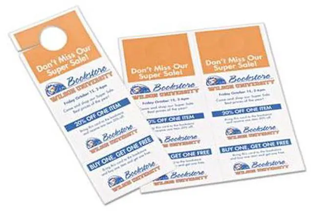 Alt view image 16 of 20 - Avery Door Hanger with Tear-Away Cards, Uncoated, Matte, Two-Sided Printing, 4-1/4" x 11", 80 Cards (16150)