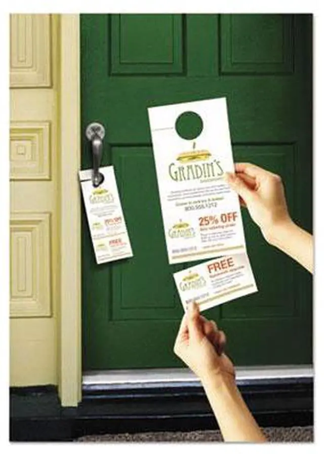 Alt view image 17 of 20 - Avery Door Hanger with Tear-Away Cards, Uncoated, Matte, Two-Sided Printing, 4-1/4" x 11", 80 Cards (16150)
