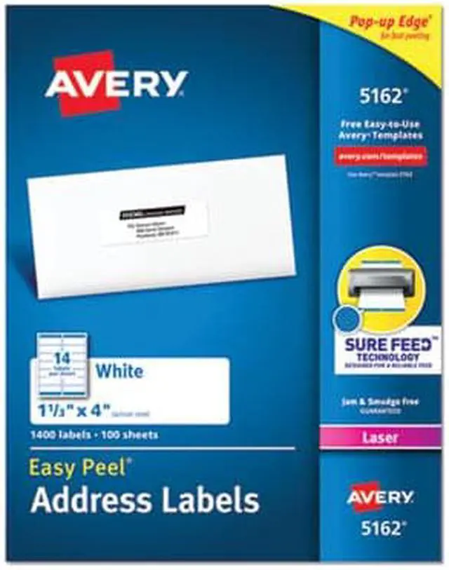 Alt view image 3 of 6 - Avery Label,Adrs,1.33x4,14/Sh 5162