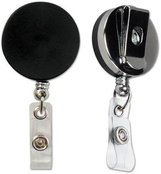 Alt view image 18 of 20 - Baumgartens Large ID Badge Reel Hvy-Duty Cord/Clip 30" Black/Chrome 68814