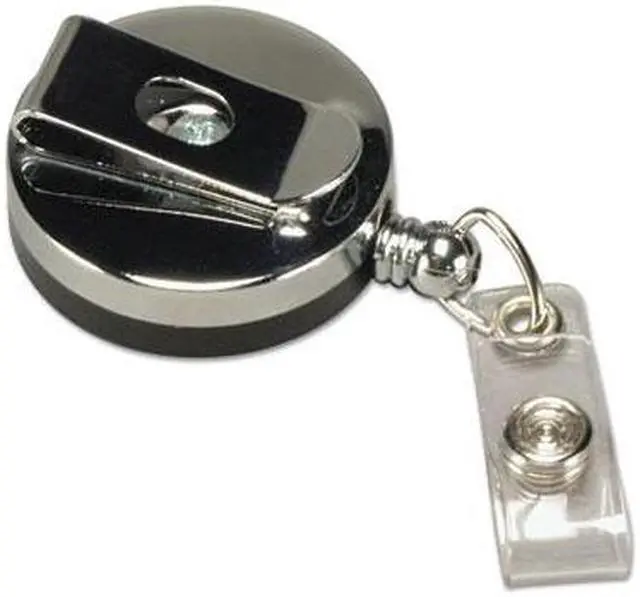 Alt view image 19 of 20 - Baumgartens Large ID Badge Reel Hvy-Duty Cord/Clip 30" Black/Chrome 68814