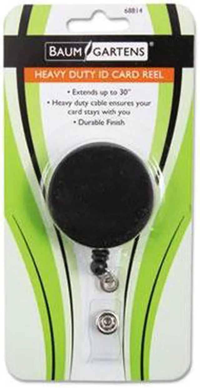 Alt view image 20 of 20 - Baumgartens Large ID Badge Reel Hvy-Duty Cord/Clip 30" Black/Chrome 68814