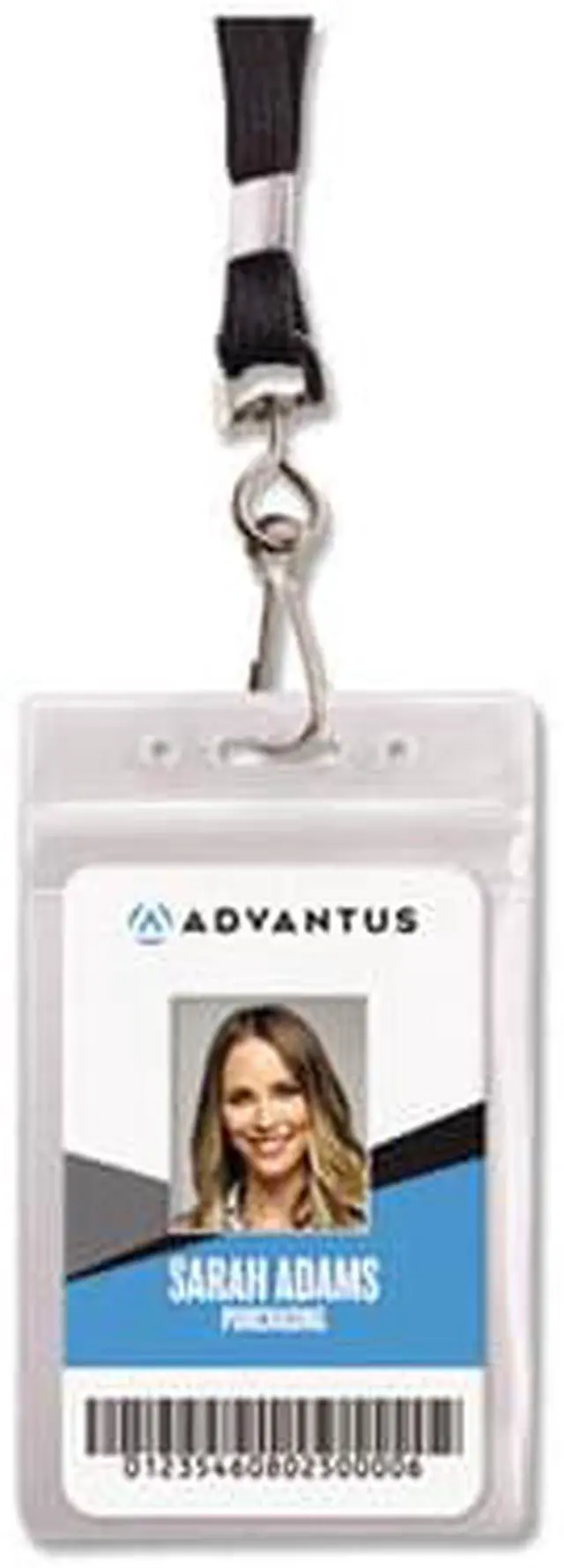 Alt view image 6 of 12 - Advantus ID Holder/Lanyard Combo Pack - Vertical - Vinyl - 20 / Pack - Black/Clear  AVT91131