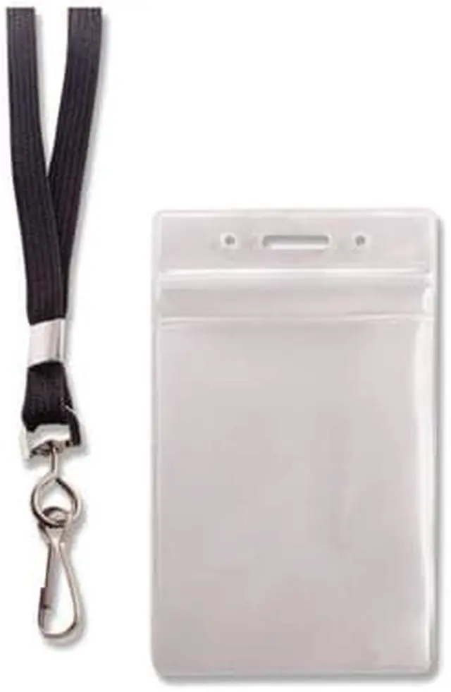 Alt view image 8 of 12 - Advantus ID Holder/Lanyard Combo Pack - Vertical - Vinyl - 20 / Pack - Black/Clear  AVT91131