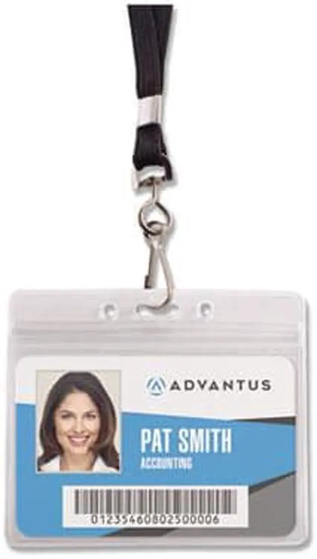 Alt view image 10 of 14 - Advantus ID Holder/Lanyard Combo Pack - Horizontal - Vinyl - 20 / Pack - Black/Clear  AVT91132