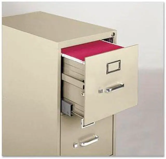 Alt view image 6 of 7 - Four-Drawer Economy Vertical File Cabinet, Letter, 15w x 25d x 52h, Putty