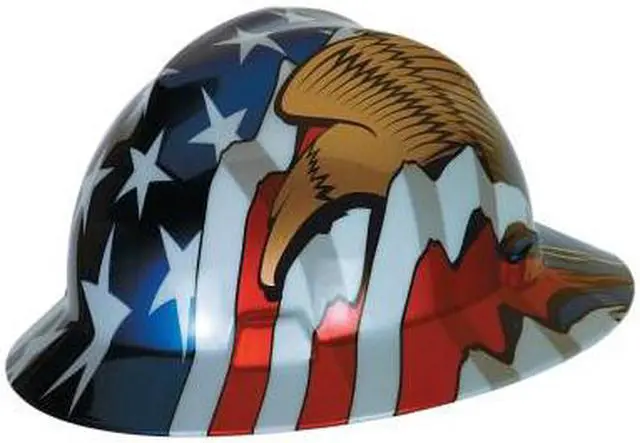 Alt view image 2 of 2 - MSA 10071159 Hard Hat,FullBrim,US Flag w/ 2 Eagles