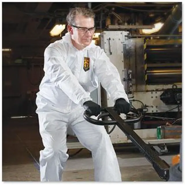 Alt view image 13 of 15 - Kimberly-Clark - 49113 - Hooded Disposable Coveralls with Elastic Cuff, White, L, SMS