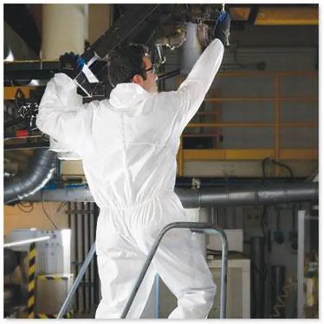 Alt view image 15 of 15 - Kimberly-Clark - 49113 - Hooded Disposable Coveralls with Elastic Cuff, White, L, SMS
