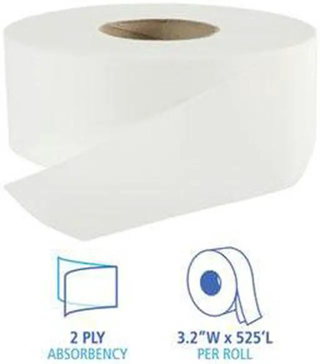 Alt view image 5 of 11 - Boardwalk 410320 Jumbo Roll Bathroom Tissue - 3.2 in. x 525 ft.