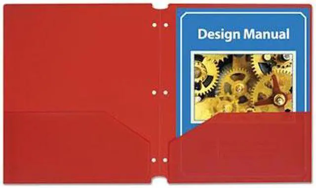 Alt view image 14 of 20 - C-Line Two-Pocket Heavyweight Poly Portfolio Folder w/3-Hole Punch Letter Red 25