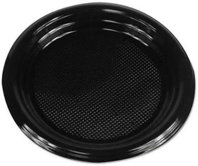 Alt view image 5 of 5 - Boardwalk PLTHIPS6BL Hi-Impact Plastic Dinnerware, Plate, 6.00" Diameter, Black, 1000 / Carton