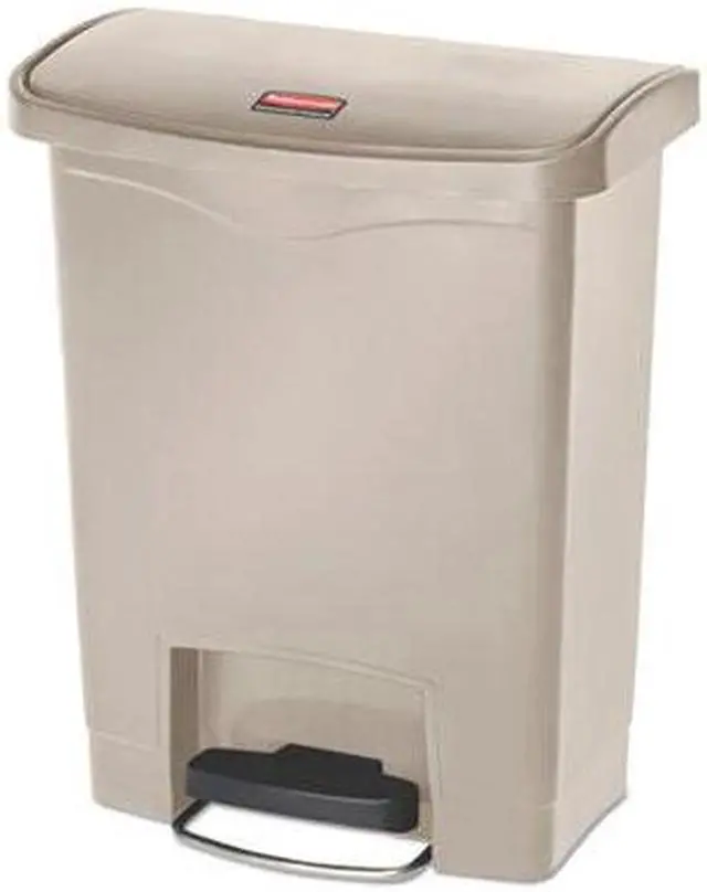 Alt view image 7 of 10 - Rubbermaid - FG1883456 - Slim Jim Resin Step-On Container, Front Step Style, 8 gal, Beige
