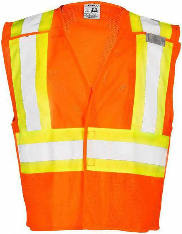 Alt view image 2 of 7 - KISHIGO 1176-L Large Class 2 Breakaway High Visibility Vest, Orange