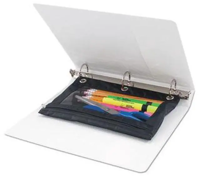 Alt view image 3 of 8 - Advantus Binder Pencil Pouch 10 x 7 3/8 Black/Clear 3/Pack 63067