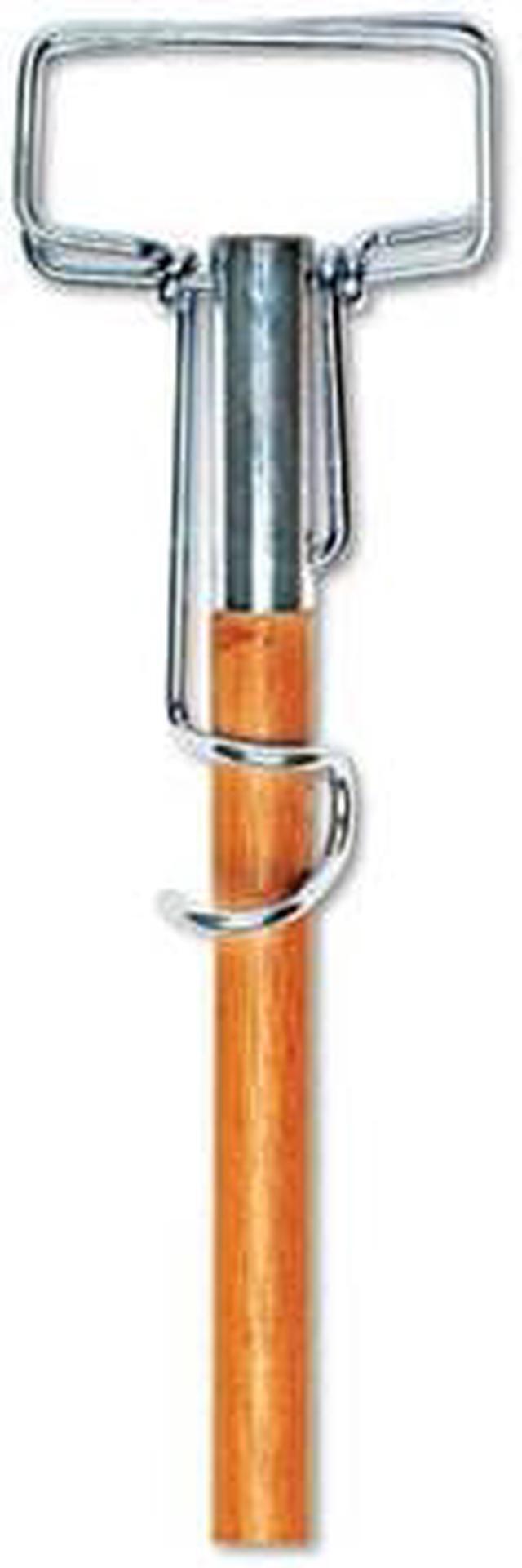 Alt view image 6 of 7 - Boardwalk Spring Grip Metal Head Mop Handle for Most Mop Heads 60" Wood Handle