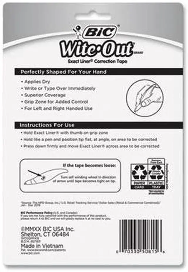 Alt view image 11 of 18 - BIC Wite-Out Brand Exact Liner Correction Tape Non-Refillable 4/Pack WOELP418