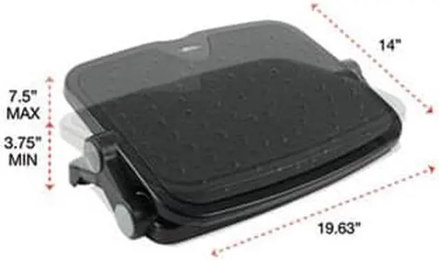 Alt view image 10 of 19 - Alera Soft Cushioned Ergonomic Footrest 14w x 19 5/8d x 3 3/4 to 7 1/2h Black
