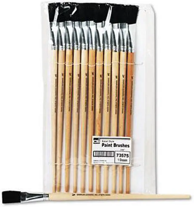 Alt view image 5 of 9 - Charles Leonard 73575 Long Handle Easel Brush- Size 18- Natural Bristle- Flat- 12/Pack