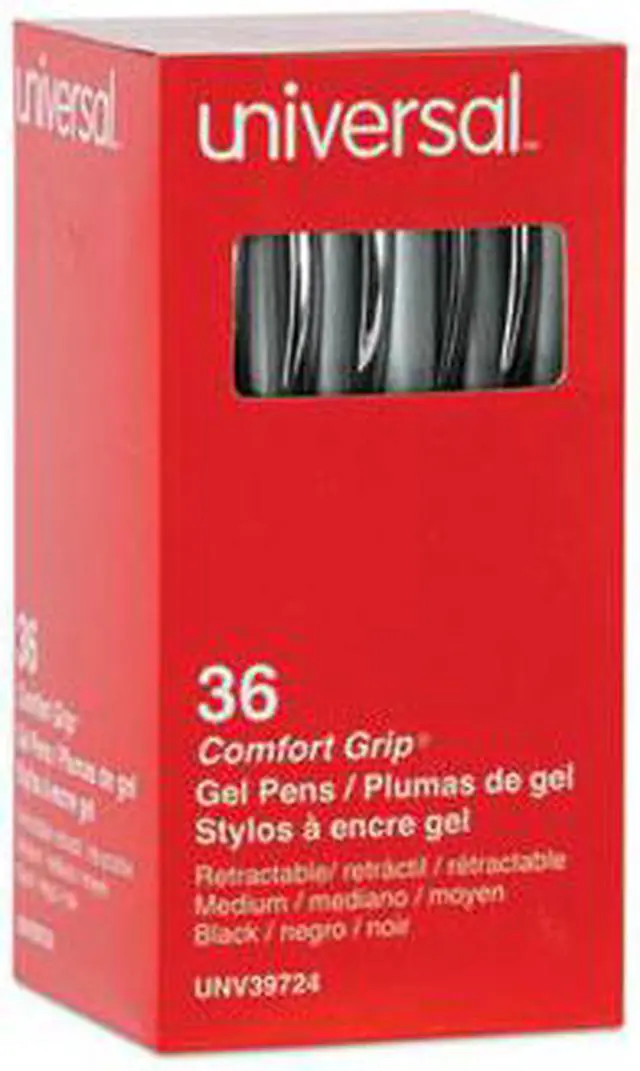 Alt view image 6 of 14 - Universal Comfort Grip Deluxe Retractable Gel Ink Roller Ball Pen 0.7 mm Black Ink 36/ST 39714