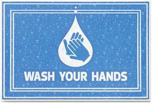 Alt view image 5 of 6 - Message Floor Mats, 24 x 36, Blue, "Wash Your Hands" 3984528822X3