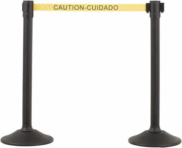Alt view image 3 of 7 - Black post and 6.5' English/Spanish - Caution/Cuidada Belt -  2 pack