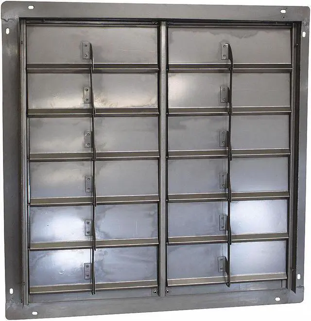 Alt view image 2 of 2 - DAYTON 4FZJ8 24 in 27"H-W 5 1/4"L SS Backdraft Dampr, 24-1/2 in x 24-1/2 in,