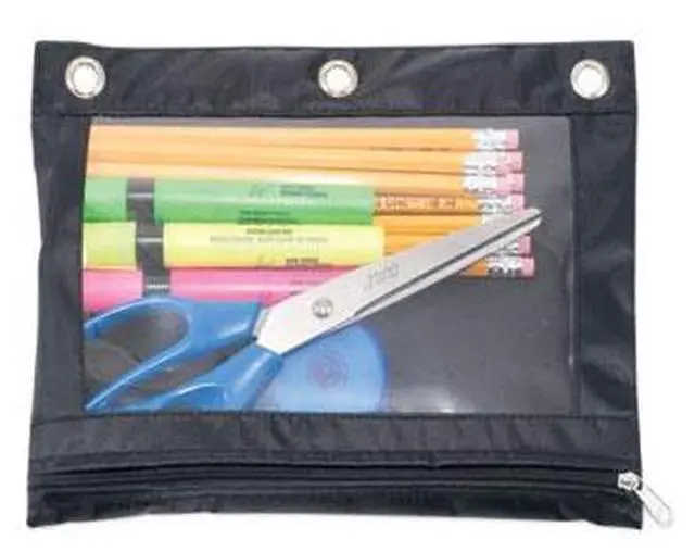 Alt view image 5 of 8 - Advantus Binder Pencil Pouch 10 x 7 3/8 Black/Clear 3/Pack 63067