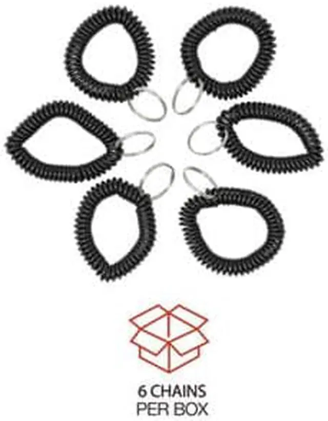 Alt view image 7 of 14 - Universal Wrist Coil Plus Key Ring Plastic Black 6/Pack 56050