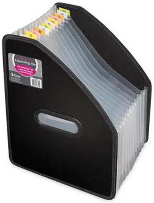 Alt view image 10 of 20 - C-Line Vertical Expanding File 13-Pocket 10" Expansion Letter Poly Black 58810