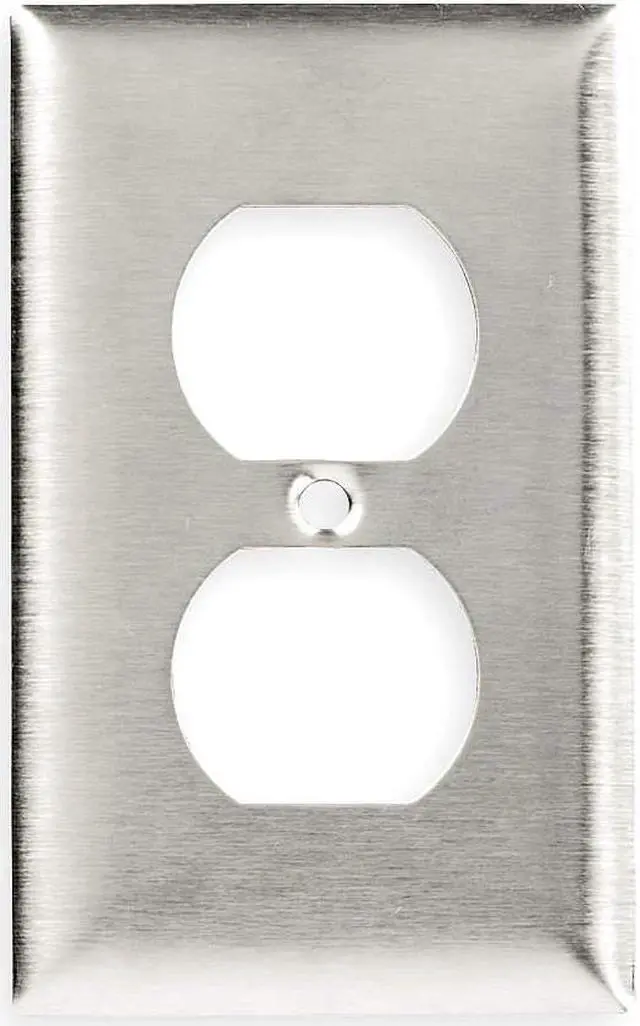 Main image of HUBBELL WIRING DEVICE-KELLEMS SS8 Duplex Receptacle Wall Plate, Vertical,