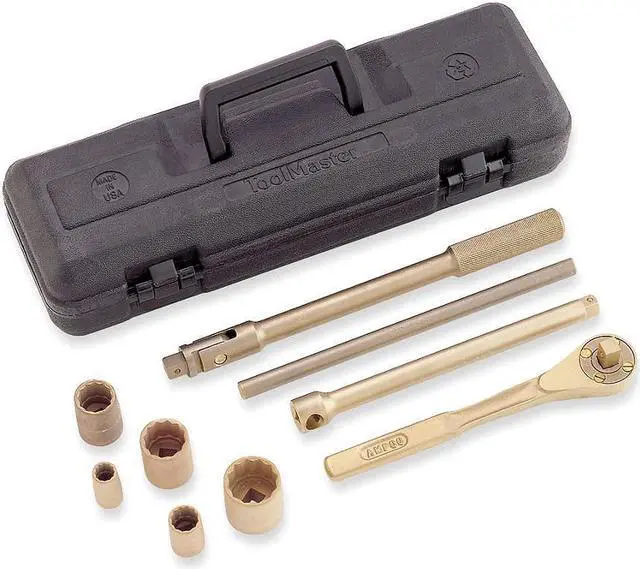 Alt view image 2 of 3 - AMPCO W-290 1/2" Drive Nonsparking Socket Wrench Set, SAE, 9 pcs