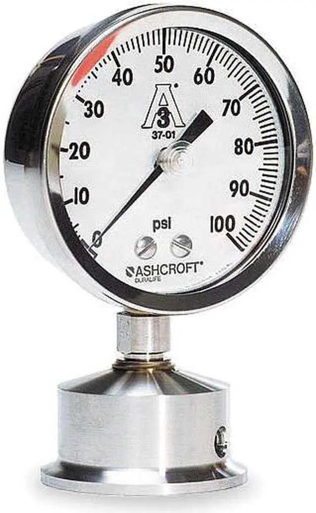 Alt view image 2 of 2 - ASHCROFT 35-1032S-20L-100 Pressure Gauge, 0 to 100 psi, 2 1/2 in Dial, 2 in