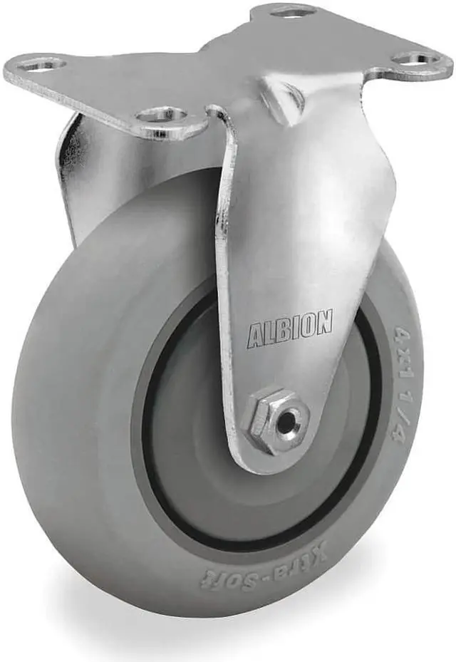 Alt view image 2 of 3 - ZORO SELECT 4DE69 Rigid Plate Caster,TPR,5 in.,250 lb.