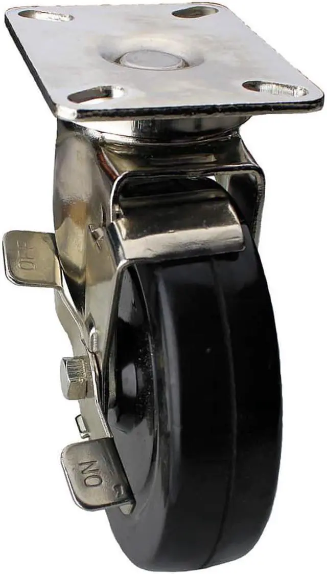 Alt view image 2 of 3 - ZORO SELECT 33H660 Swivel NSF-Listed Plate Caster w/Brake,240 lb,NSF-Listed