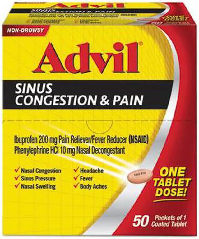 Main image of Advil Sinus Congestion and Pain Relief, 50/Box BXAVSCP50BX