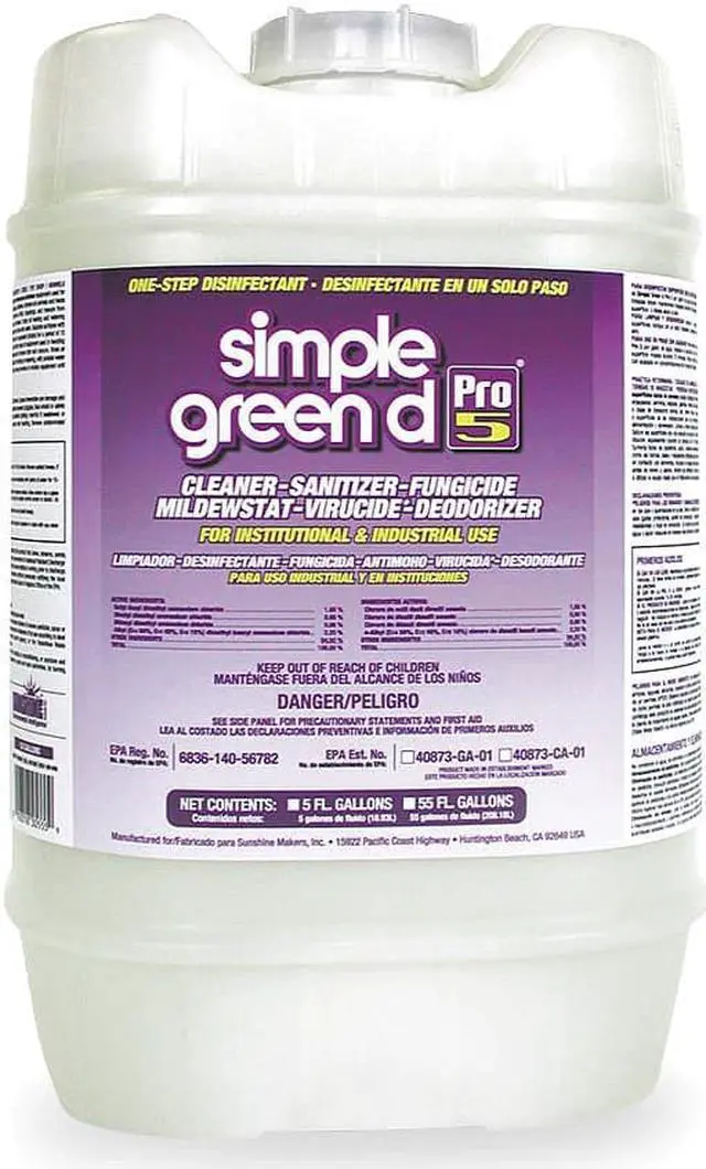 Alt view image 2 of 8 - d Pro 5 Disinfectant Unscented 5 gal Jug 30505