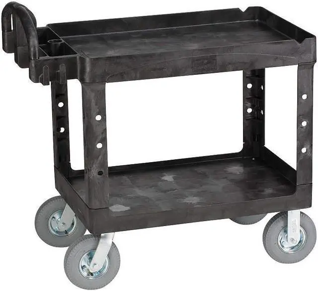 Alt view image 2 of 7 - RUBBERMAID FG452010BLA Raised Handle Deep Shelf Utility Cart 500 lb. Capacity,