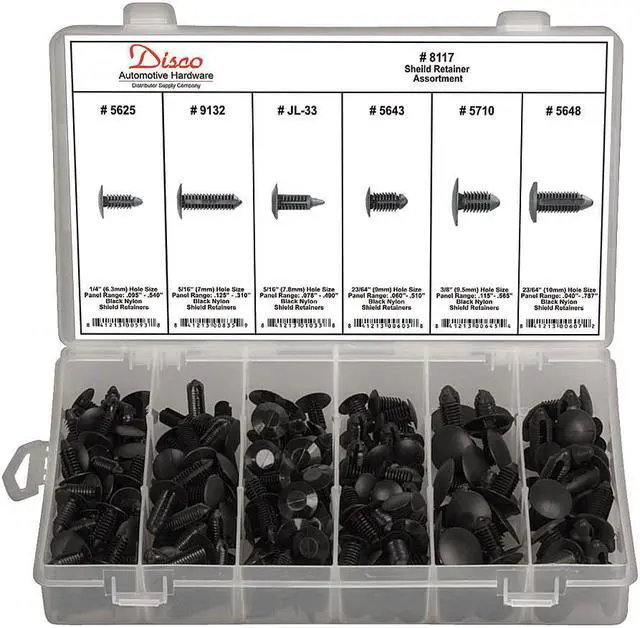 Main image of ZORO SELECT 8117 Shield Retainer Assortment,210 Pc