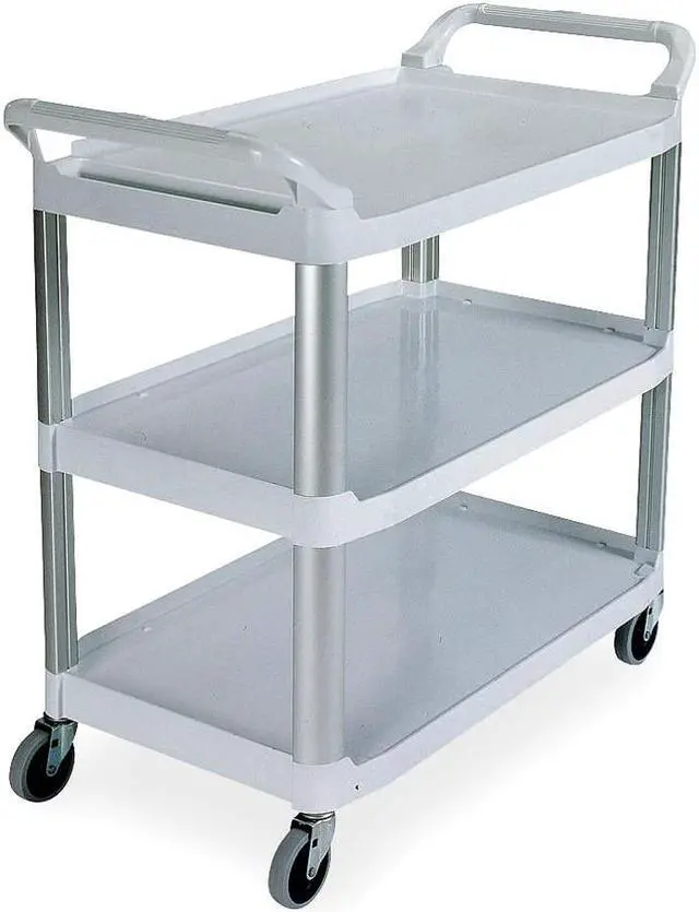 Alt view image 2 of 4 - RUBBERMAID FG409100GRAY Plastic Raised Handle Utility Cart 300 lb. Capacity,