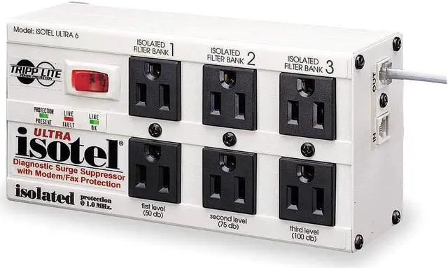 Alt view image 2 of 7 - Isobar Surge, 6  Outlet, 6 Ft Cord, RJ11