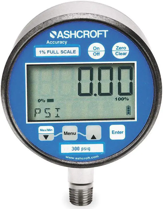 Alt view image 2 of 3 - ASHCROFT 302074SD02L VAC BL Digital Test Vacuum Gauge, -30 to 0 psi, 3 in Dial,