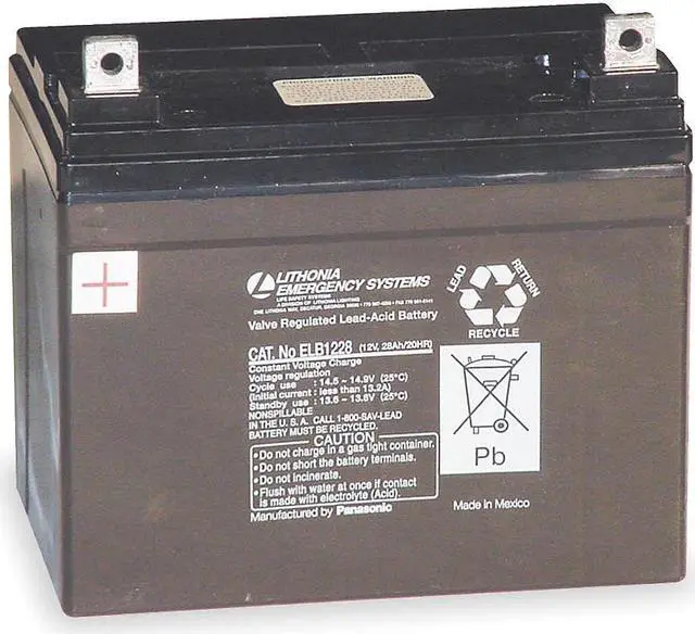 Alt view image 2 of 2 - LITHONIA LIGHTING ELB 1228 Battery,Lead Calcium,12V,28A/HR.